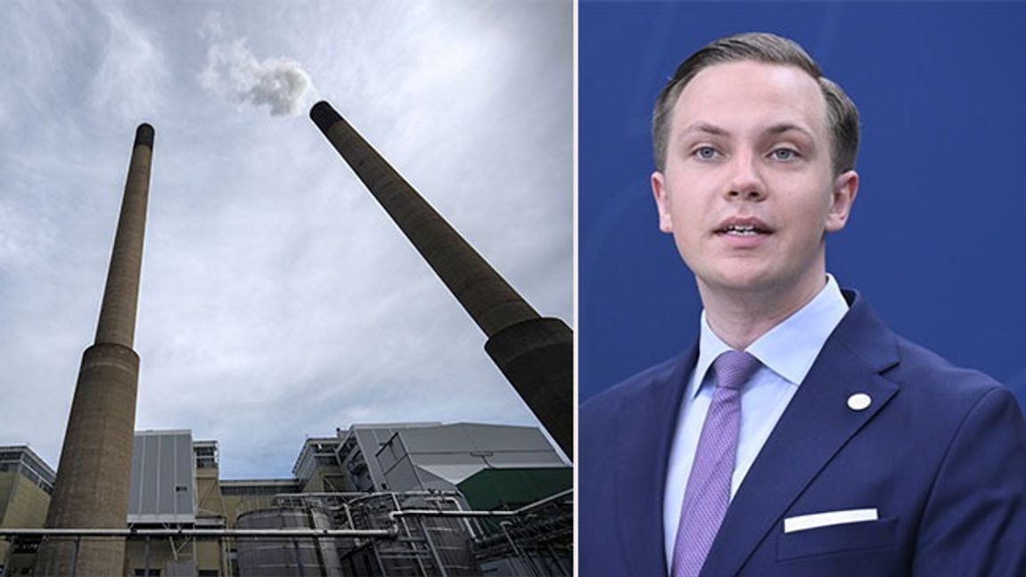 Sveriges tidigare effektreserv Karlshamnsverket och Tobias Andersson. Bild: Johan Nilsson/TT/Jessica Gow/TT