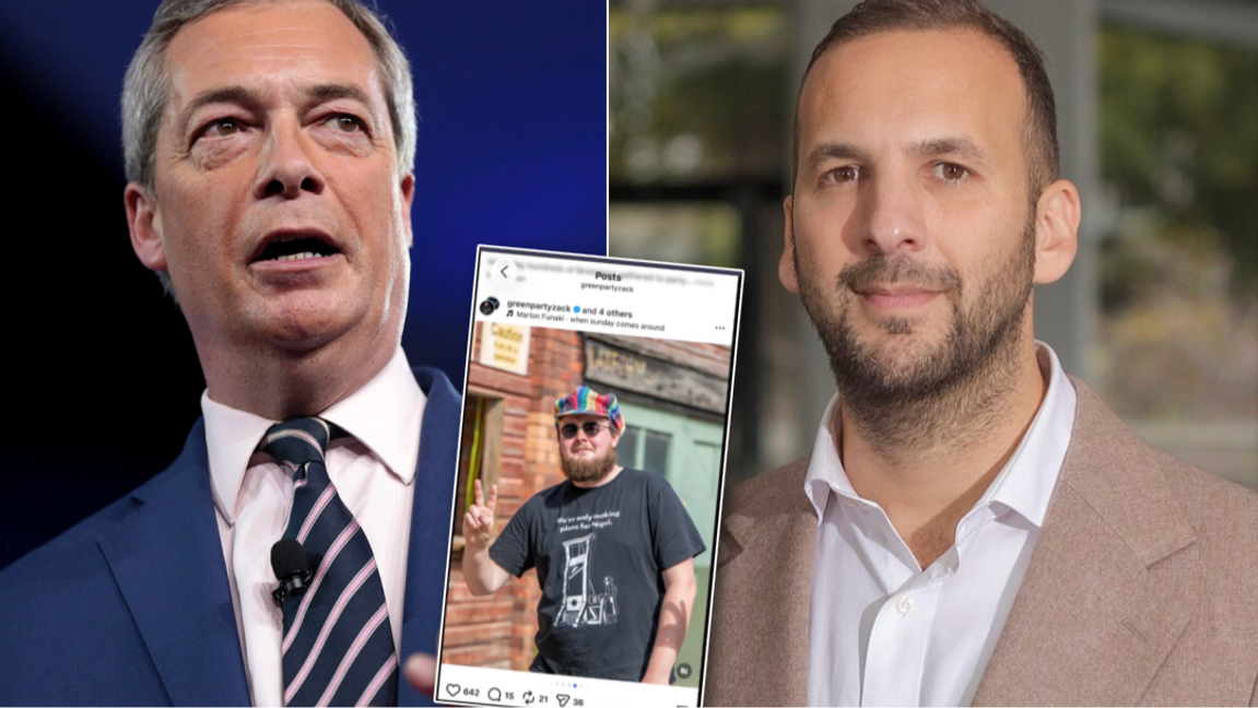 Nigel Farage (till vänster) har polisanmält Zack Polanski (till höger), ledare för Gröna partiet, efter en bild på Instagram. Foto: Gage Skidmore from Peoria, AZ, United States of America (CC BY-SA 2.0) / Bristol Green Party, via Wikimedia Commons