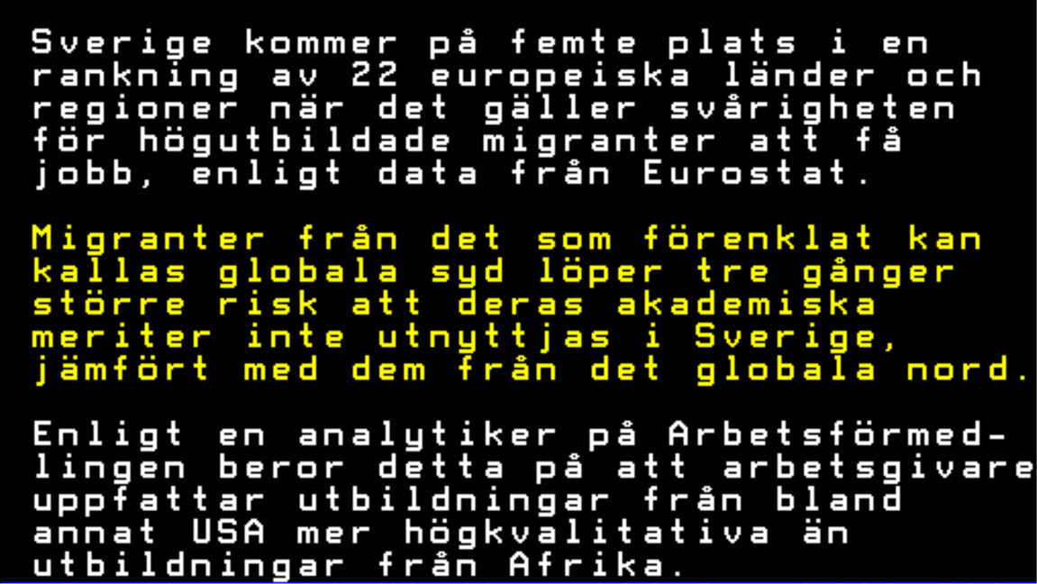 Text-tv förvånas över hur utbildningar värderas. Foto: Screenshot