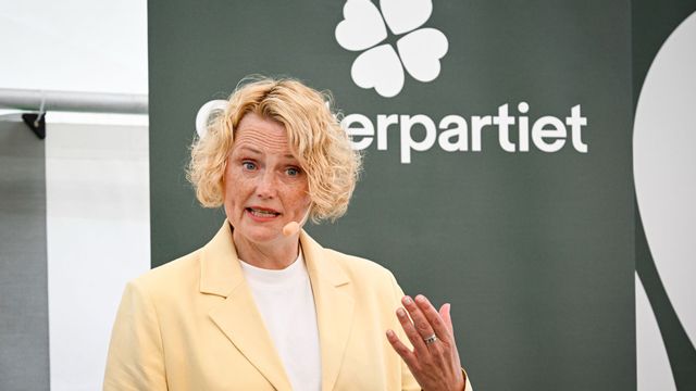 Centerpartiets partiledare Anna-Karin Hatt. På onsdagen var hon först ut av dagens politiska talare att hålla tal. Foto: Jessica Gow/TT