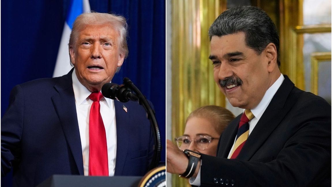 Donald Trump ska hålla en presskonferens vid 11-tiden om Nicolás Maduro. Foto: Alex Brandon/AP/TT/Ariana Cubillos/AP/TT