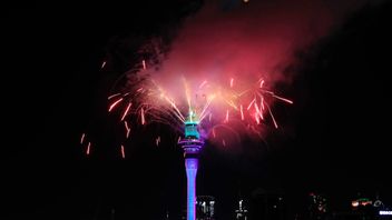 Michael Craig/AP/TT
Fyrverkerier från Sky Tower i Auckland, Nya Zeeland.