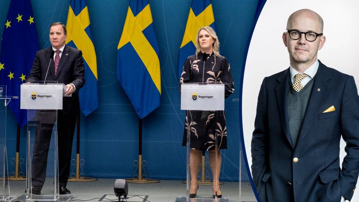 Statsminister Stefan Löfven och socialminister Lena Hallengren. Foto: Christine Olsson, TT.