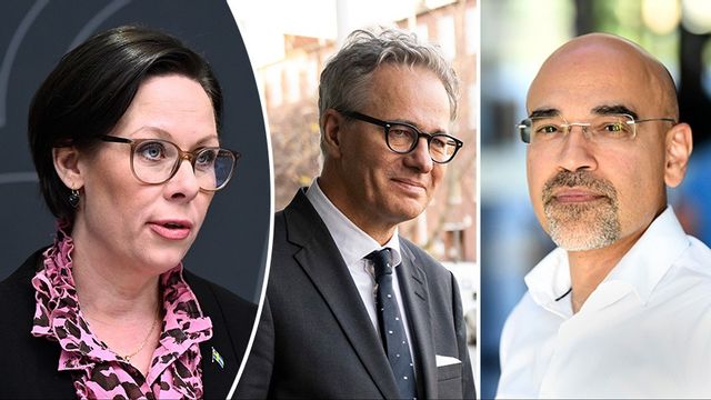 Utrikesminister Maria Malmer Stenergard (M), UI-direktören Jakob Hallgren och UI:s Mellanösternchef Rouzbeh Parsi. Foto: Christine Olsson/Pontus Lundahl/Fredrik Sandberg/TT