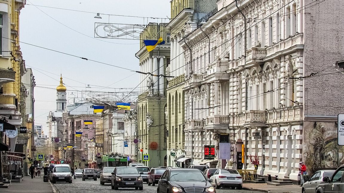 Sumska-gatan i centrala Charkiv den 27 april 2023. Foto: Mychajlo Titarenko / Wikimedia commons