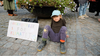 En förskoleflicka demonstrerar för klimatet på Mynttorget i Stockholm. Foto: Christine Olsson/TT 