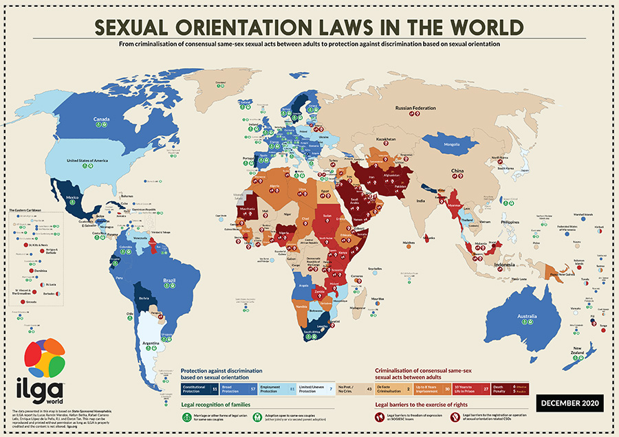 Karta över lagar mot homosexualitet