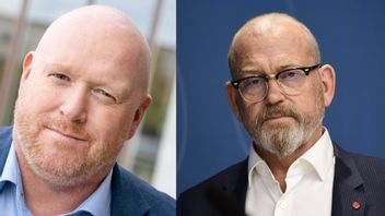 Magnus Persson (SD), ordförande för arbetsmarknadsutskottet och Johan Lindholm, ordförande för Byggnads och ledamot i Socialdemokraternas partistyrelse. Foto: Paul Wennerholm/TT Johan Nilsson//TT