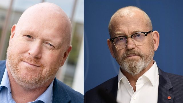 Magnus Persson (SD), ordförande för arbetsmarknadsutskottet och Johan Lindholm, ordförande för Byggnads och ledamot i Socialdemokraternas partistyrelse. Foto: Paul Wennerholm/TT Johan Nilsson//TT