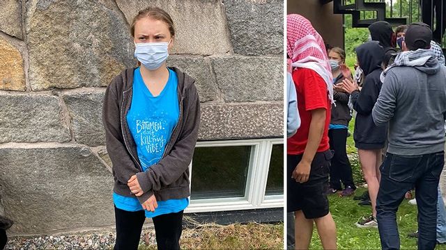 Greta Thunberg vid KTH den 29 maj. Foto: Polisen