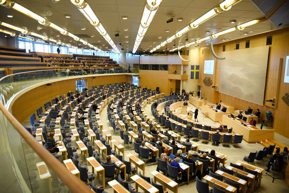 Partiledardebatt i riksdagen tidigare under november. Foto: Jakob Åkersten Brodén/TT
