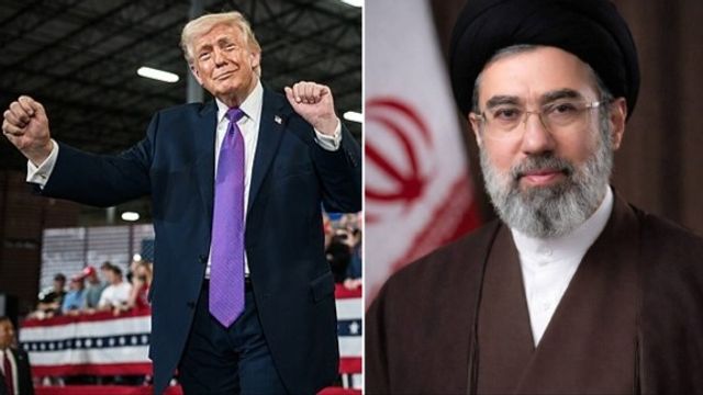 Trump och Mojtaba Khameneis. Foto:  Joyce N. Boghosian/The White House, Iran Military Monitor/X