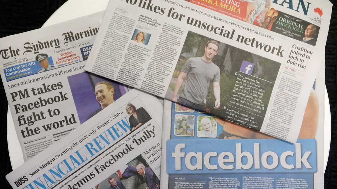 I torsdags blockerades allt nyhetsinnehåll för australiska Facebookanvändare. Foto: Rick Rycroft/AP/TT.
