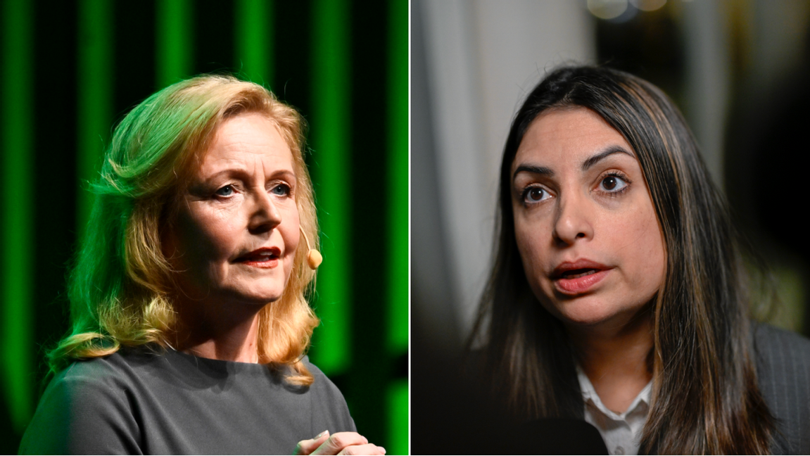 Elisabeth Thand Ringqvist (t.v) och Nooshi Dadgostar (t.h). Centerpartiet tänker inte ge Vänsterpartiet makt över varken utrikes- eller säkerhetspolitiken. Foto: Christine Olsson/Pontus Lundahl/TT