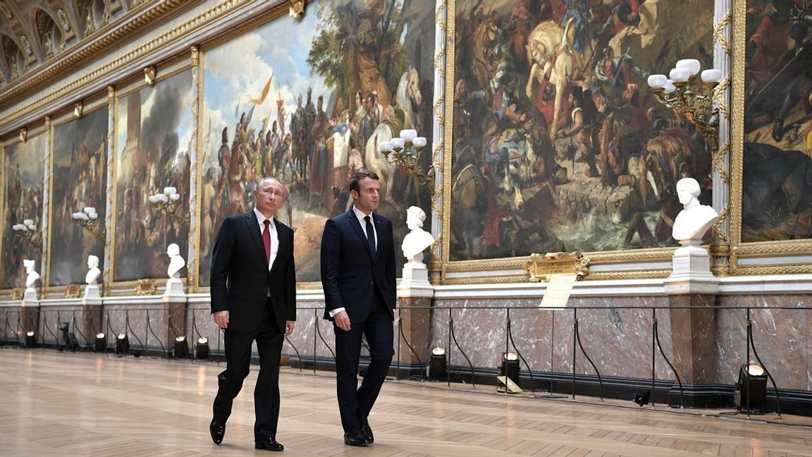 Vladimir Putin på besök hos Emmanuel Macron i Versallies i maj 2017. Foto: Wikicommons