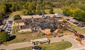 Kyrkan sattes i brand under dådet. Foto: David Guralnick/AP/TT
