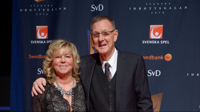 Ulf Lyfors, med hustrun Marika Domanski Lyfors, som också varit svensk förbundskapten, på Idrottsgalan 2014. Ulf Lyfors blev 78 år. Foto: Bertil Enevåg Ericson/TT