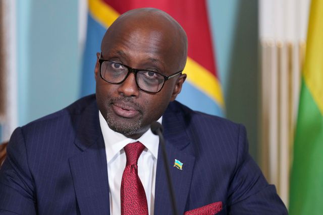 Rwandas utrikesminister Olivier Nduhungirehe. Bild från 25 april. Foto: Jacquelyn Martin/AP/TT