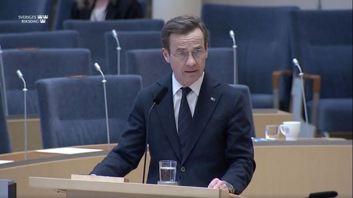 Ulf Kristersson. Foto: Skärmdump: Sveriges riksdag.