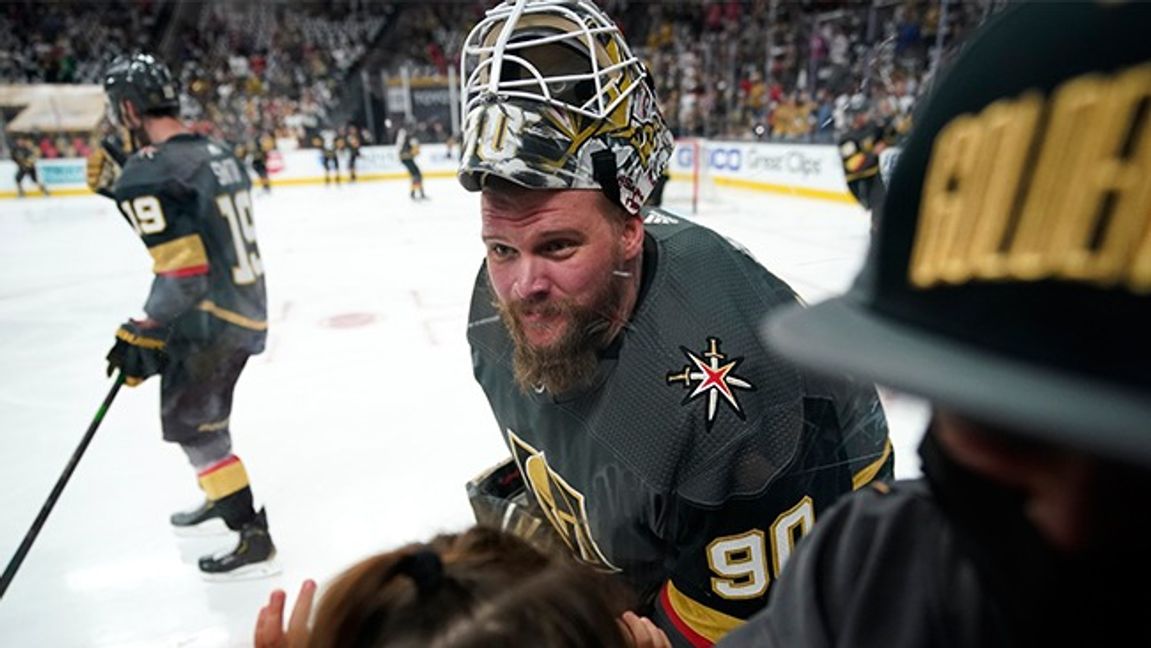 Robin Lehner kritiserar NHL:s hantering av skadade spelare. Arkivbild. Foto: John Locher/AP/TT