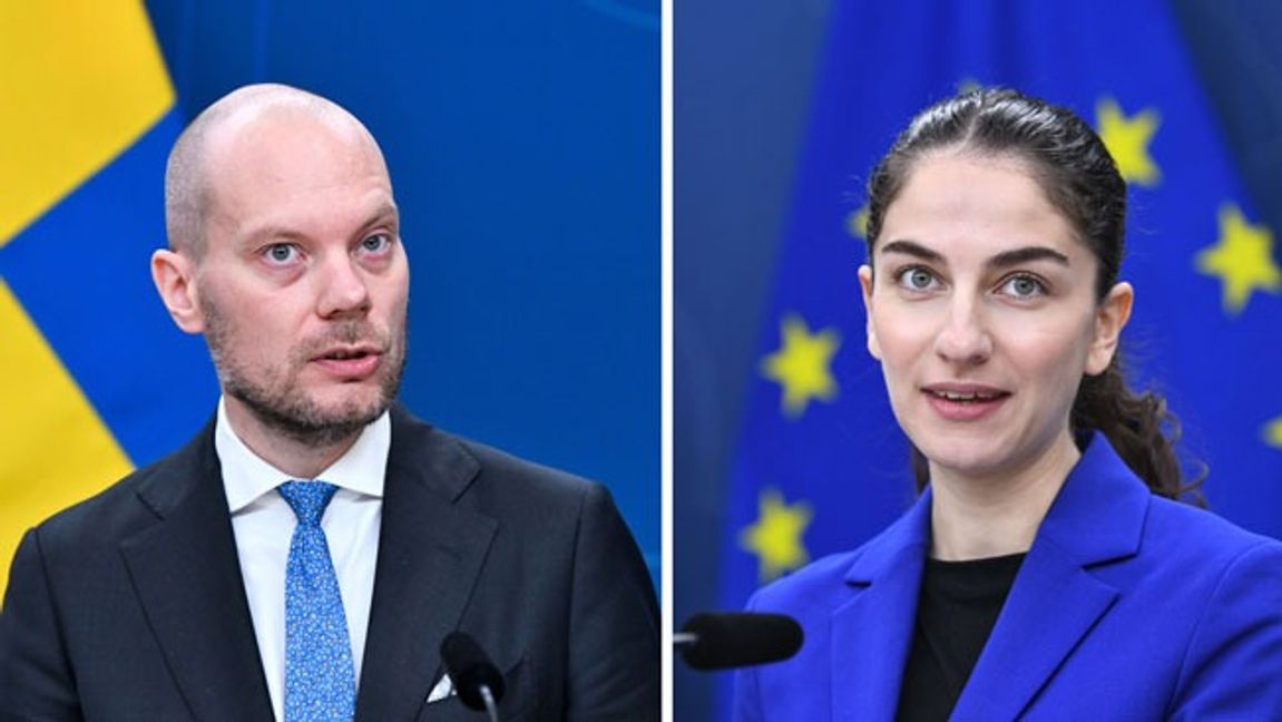 Martin Kinnunen (SD) och Romina Pourmokhtari (L). Foto: Lars Schröder/TT