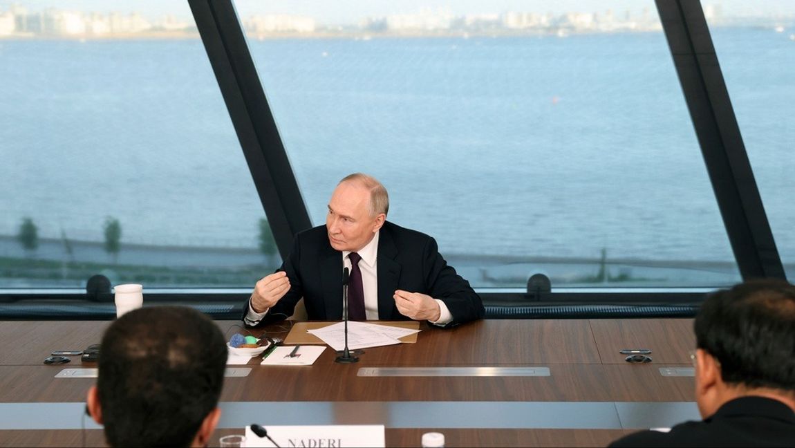 Vladimir Putin mötte mediebyråer från väst. Foto: VALENTINA PEVTSOVA/SPUTNIK/KREML/VIA AP/TT