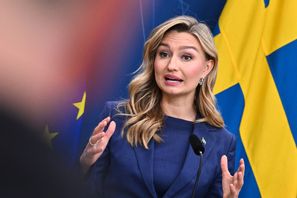 KD-ledaren Ebba Busch sympatiserar inte med Greta Thunbergs försök att nå Gaza. Arkivbild. Foto: Claudio Bresciani/TT