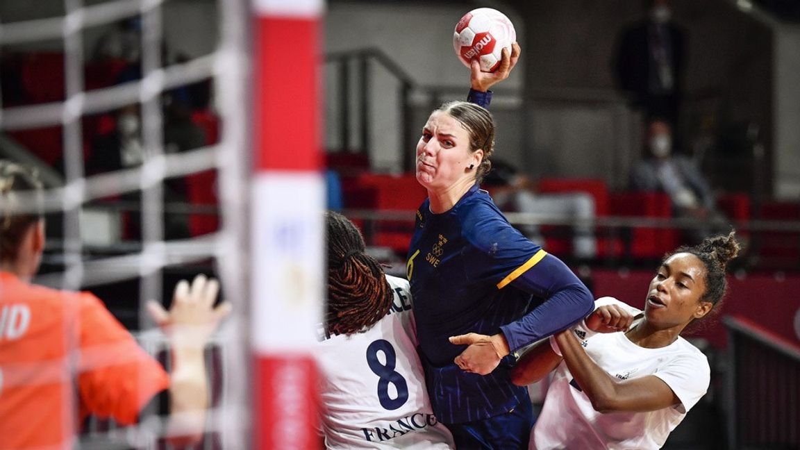 Spelfördelaren Carin Strömberg fick en tuff match och blev tidigt punktmarkerad. Foto: Pontus Lundahl/TT