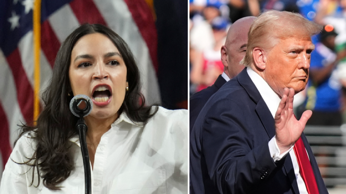 Demokraten Alexandria Ocasio-Cortez (AOC) riskerar rättsliga konsekvenser efter att ha kallat president Donald Trump för ”våldtäktsman” på sociala medier. Foto: Ross D. Franklin/Jacquelyn Martin/AP/TT