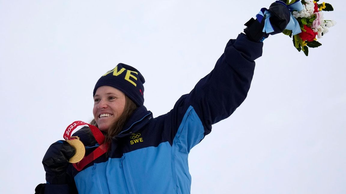 Sara Hector tog guld på måndagsförmiddagen. Foto: Luca Bruno/AP/TT