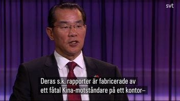 Kinas Sverige-ambassadör Gui Congyou i SVT:s 30 minuter. Foto: SVT