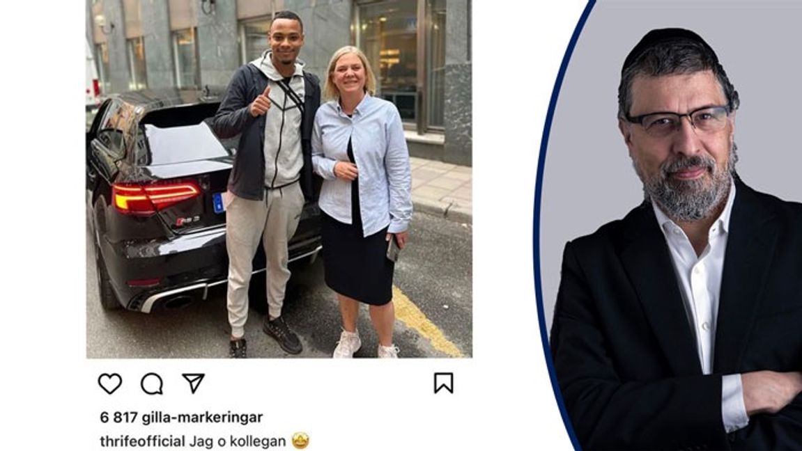 Skärmdump från Instagram med rapparen Thrife och statsminister Magdalena Andersson.