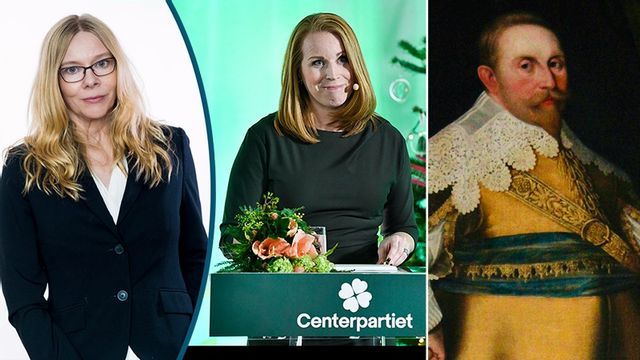 Enligt Annie Lööf levde Gustav II Adolf på 1800-talet. Foto: Karl Gabor / Jessica Gow/TT  Målning: Jacob Heinrich Elbfas