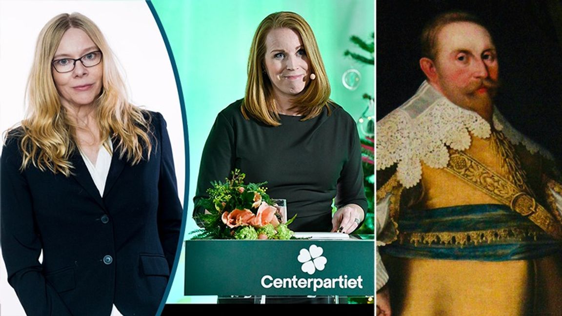 Enligt Annie Lööf levde Gustav II Adolf på 1800-talet. Foto: Karl Gabor / Jessica Gow/TT  Målning: Jacob Heinrich Elbfas