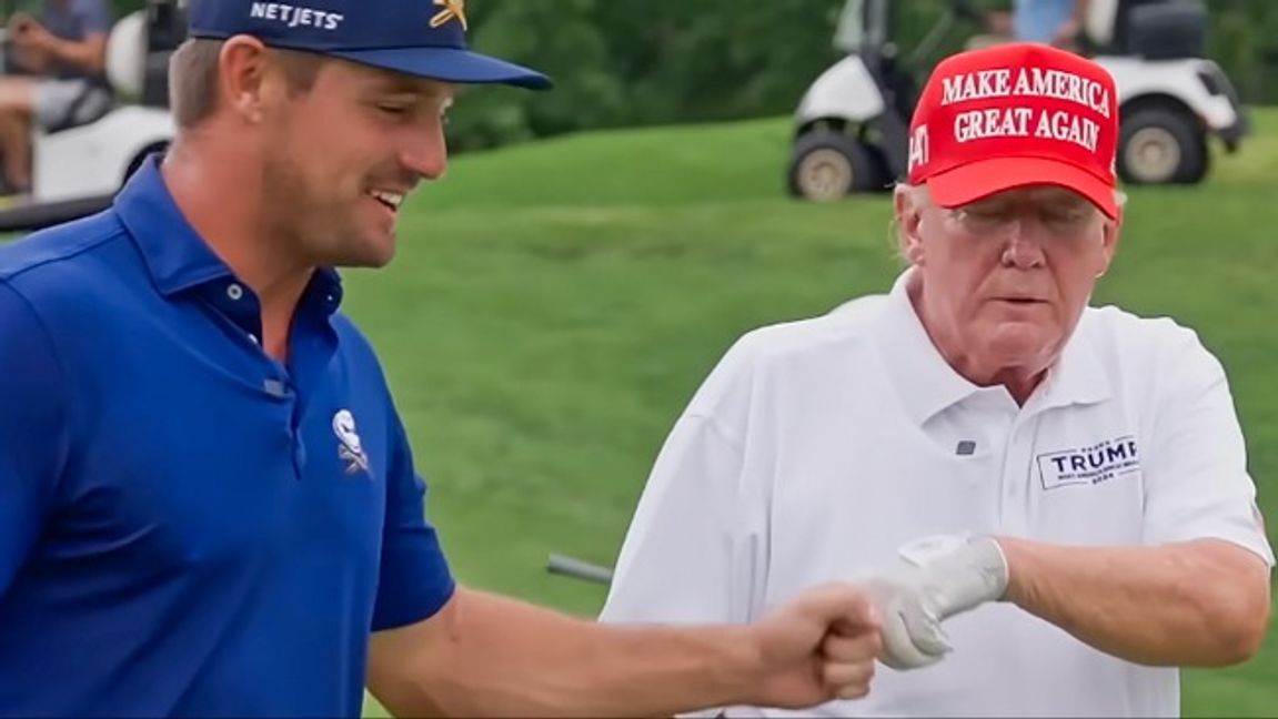 Golfstjärnan och youtubern Bryson DeChambeau och Donald Trump. Foto: Bryson DeChambeau