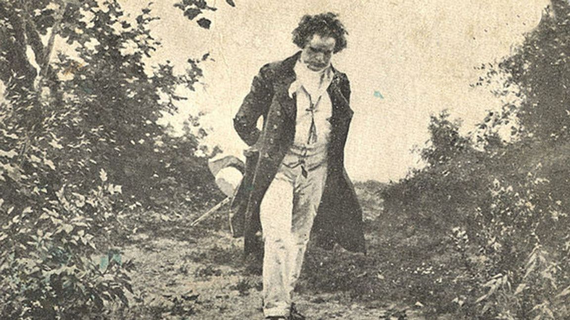 Beethoven på promenad. Foto: Wikimedia Commons.