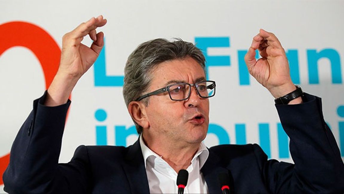 Franska vänsterledaren Jean-Luc Melenchon år 2018. Bild: AP Photo/Michel Euler