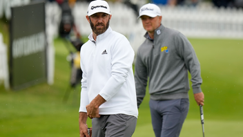 Dustin Johnson på en träningsrunda inför tävlingen i London. Foto: Alastair Grant/AP/TT