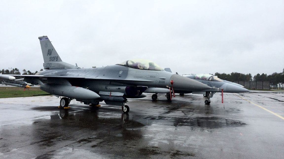 Ett amerikanskt F16-plan i Kalix.
Foto: Susanne Lindholm/TT.