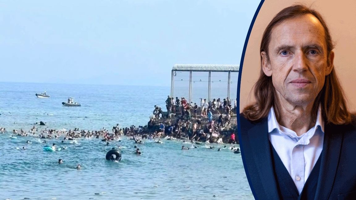 Tiotusentals illegala migranter har de senaste dagarna tagit sig i land på spanska Ceuta. Foto: Bild från Facebook.
