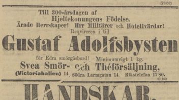 Köp hjältekonungens byst i smör! Ur Göteborgs Handels- och Sjöfartstidning 4 december 1894