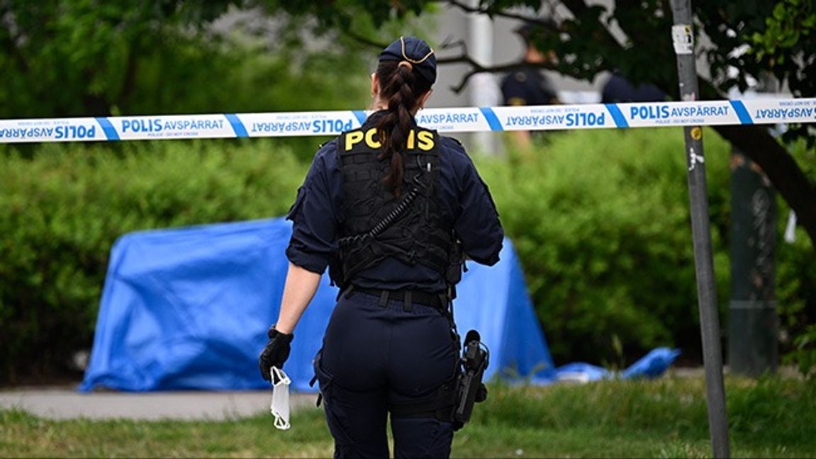 Polis efter söndagens skottlossning. Bild: Johan Nilsson / TT