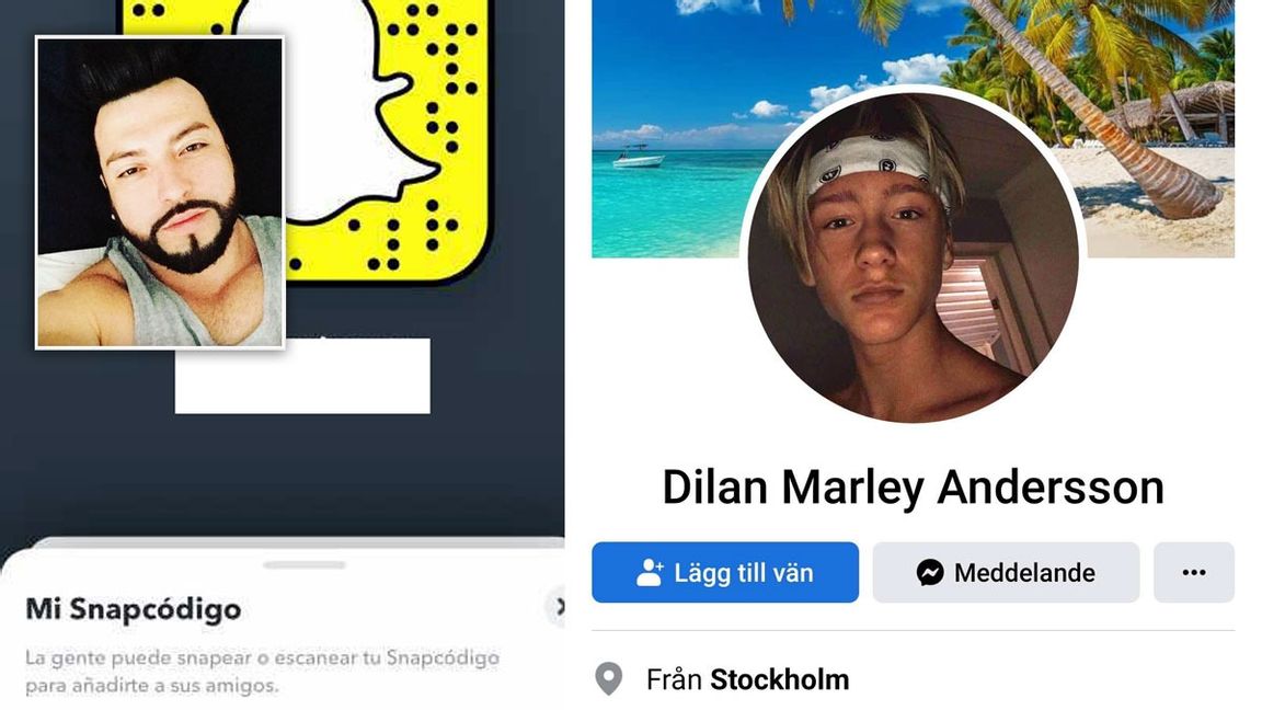 Miguel Trigo Penas Snapchat- och Instagramprofil. Foto: Polisen och Facebook