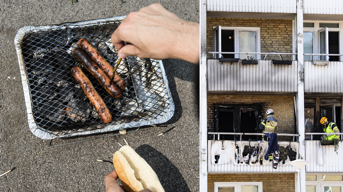 Hyresgäst riskerar att bli vräkt efter att ha grillat inomhus i sin lägenhet. Foto: Johan Nilsson/Aleksander Andersen/TT (arkivbilder)