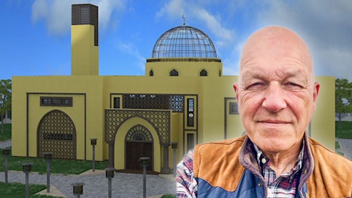 Christopher Jarnvall (SD) efterlyser nationella riktlinjer för att stoppa moskébyggen som det i Norrköping. Foto: Privat/arkitektvisualiering