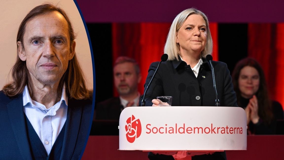 Socialdemokraterna kommer att försvara Sverige mot alla krafter, yttre såväl som inre, som hotar vårt land och vårt sätt att leva, lovade Magdalena Andersson i sitt tal på S-kongressen. Foto: Björn Larsson Rosvall/TT 