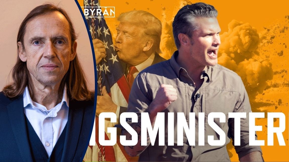 Krigsminister Pete Hegseths kristna tro får fantasin att skena på statstelevisionen. Foto: Skärmbild från svt.se