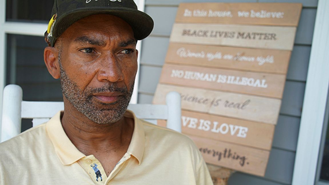 Alton Lucas sits on the porch of his home outside of Raleigh, N.C., on Friday, June 18, 2021. As a teenager, Alton Lucas believed basketball or music would pluck him out of North Carolina and take him around the world. In the late 1980s, he was already the right-hand man to his musically inclined best friend, Youtha Anthony Fowler, who many hip hop and R&B heads know today as DJ Nabs. Photo: Allen G. Breed