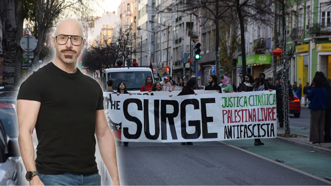Demonstration i Lissabon 2025 där klimatkampen, Palestina och antifascism samlades under en och samma banderoll. Foto: Lua Eva Blue (CC BY-SA 4.0) via Wikimedia Commons