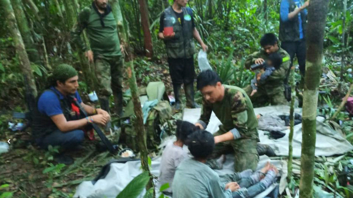 Barnen hittades efter 40 dagar i Amazonas regnskog. Foto: Colombias presidentkontor/AFP/TT